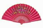 Fuchsia Hand-Painted Fan With Golden Piping. ref. 150