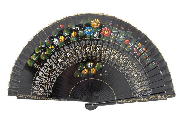 Painted Fans Made of Openwork Wood