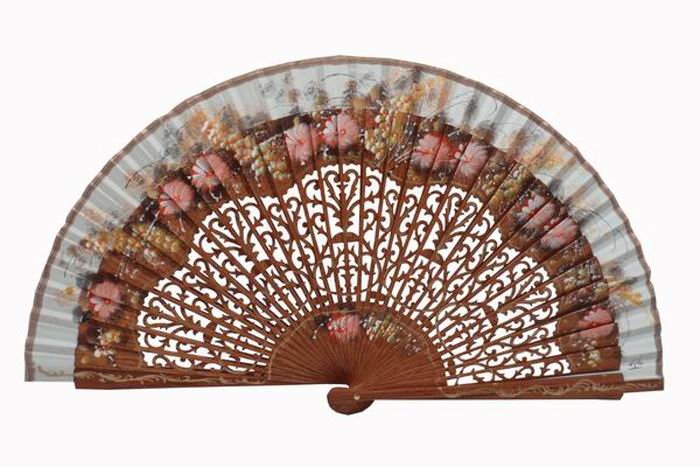 Handmade bubinga wood fan. Ref. 389