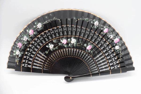 Pocket Painted Fan Made of Openwork Wood