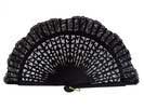 Pear tree lacquered wood bride fan with black lace for hand bag 62.000€ #505403052/1NG