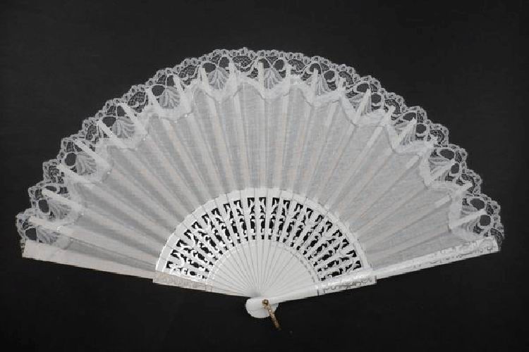 White Wedding Fan with Silver details