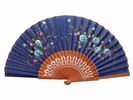 Navy Blue Lace Fan With Hand Painted Flowers And Polished Pear Tree Wood Ribs. 50X27cm 27.270€ #501025010ECF33