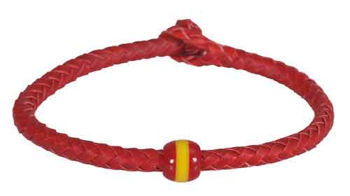 Bracelet cordon rouge Noeud boule drapeau d’Espagne
