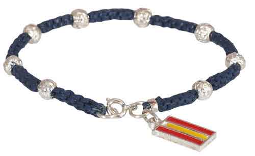 Bracelet Boules Drapeau d'Espagne. Bleu