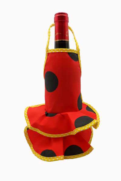 Red Flamenco Bottle Apron with Black Dots