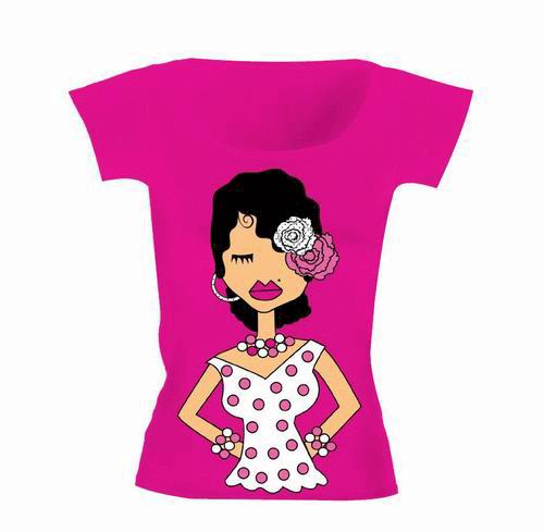Camiseta flamenca fucsia y de lunares