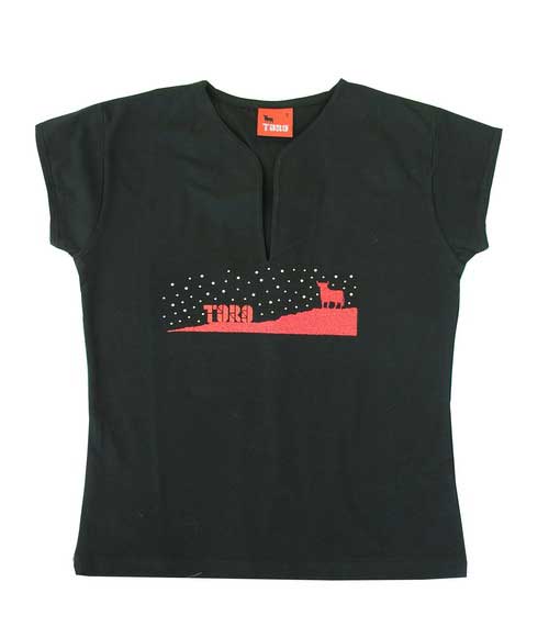 Osborne Bull t-shirt with stars for woman. Black