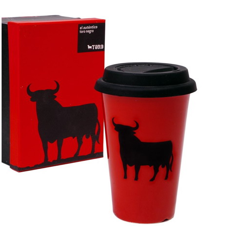 Mug silicone lid black bull red background