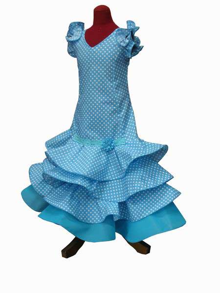 Costume de flamenca pour enfant. Modèle Séville Turquesa
