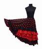 Jupe à pois pour le flamenco avec 5 volants (dont 4 rouges et 1 noir)