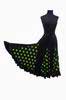 Black With Pistachio Green Polka Dots Flamenco Skirt