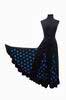 Black with Turquoise Polka Dots Flamenco Skirt
