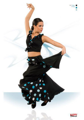 Falda Flamenco Negra Godet