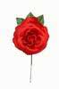 Rose de taille moyenne rouge unie CH. Fleur en tissu. 9cm