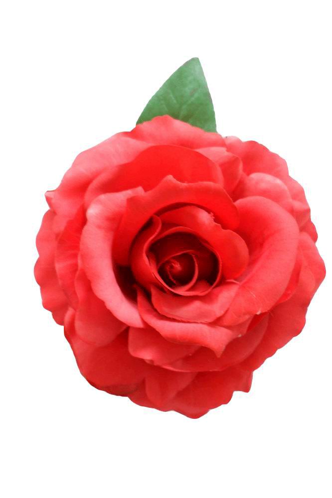Flor flamenca. Mod. Rosa Maravilla Teñida. Rojo. 16cm