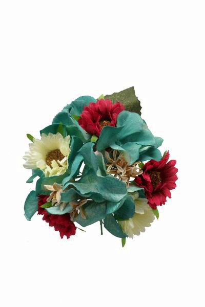 Bouquet de Flamenca de Marguerites Couleur Bougainvillier et Beige et Fleurs Vertes