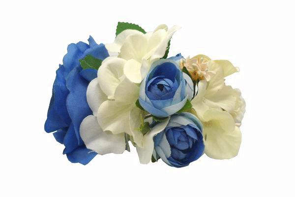 Coiffes de Fleurs Flamencas de Tons Bleu et Beige