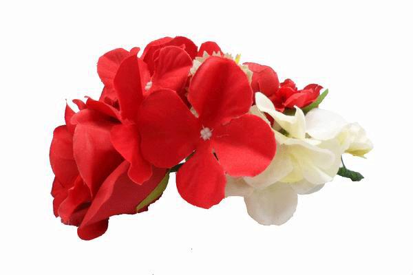 Bouquet de Fleurs ou Coiffe de Flamenco Rouge et Beige