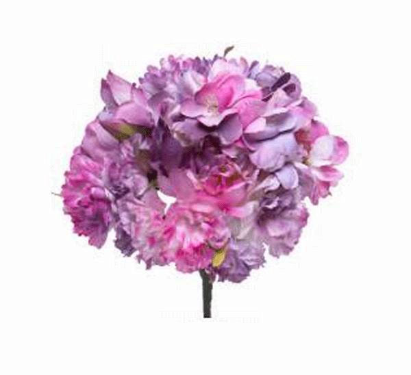 Bouquet de Flamenca Composé de Différentes Fleurs aux Nuances Violettes. Ref. 68E185. 22cm