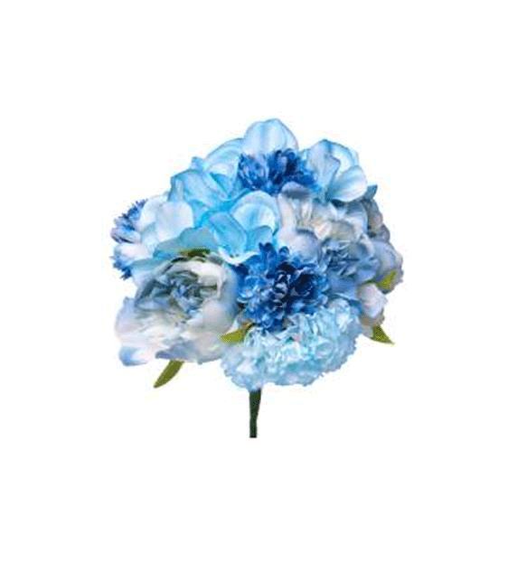 Ramilletes de Flores Flamencas en Tonos Azules. Ref. 68E188. 20cm