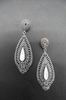 Fretwork Earrings in Silver and Marcasitas with Mother of Pearl Protracted Drop. 6cm
