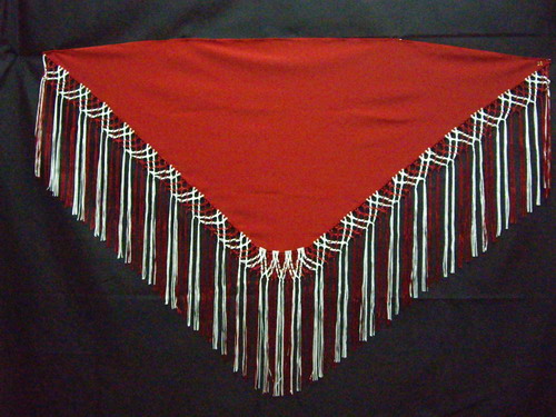 Handmade shawls with Red and White fringes. Cala