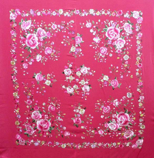 Handmade Manila Embroidered Shawl. Natural Silk. Ref.1011017FCSCL
