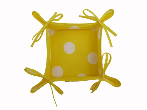 Yellow Breadbasket with White Polka Dots