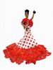 Muñecas flamencas con traje de Gitana Blanco con Lunares Rojos. 20cm 9.810€ #50010621B