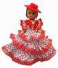 Spanish Flamenco Dolls White Dress Red Dots Red Cordovan Hat. 35cm. 21.320€ #50010302SMBRJ