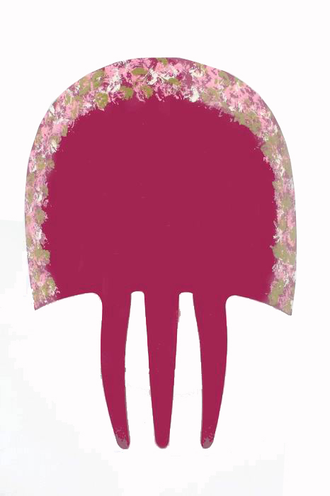 ブ－ゲンビリア色アセテ－ト製ペイネタ 手塗りスモ－ル花柄