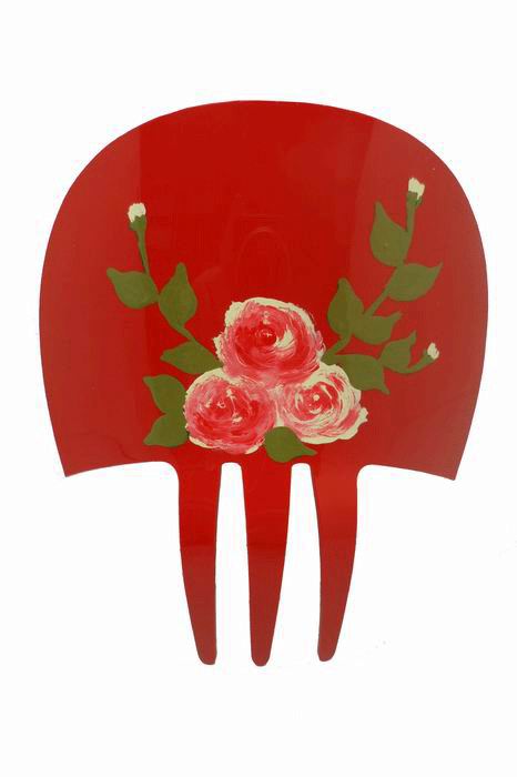 Red Hand-Painted Acetate comb