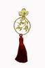 Boucles d'Oreilles en Cercle Doré avec une Libellule et Franges Rouges 22.510€ #50559LIBELULA