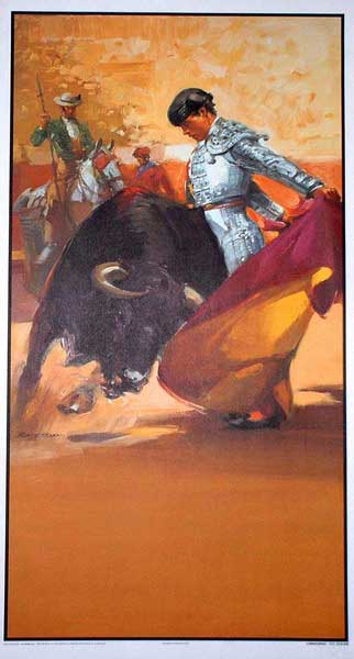 Les affiches taurines frappées de scènes de taureaux ref. 205B