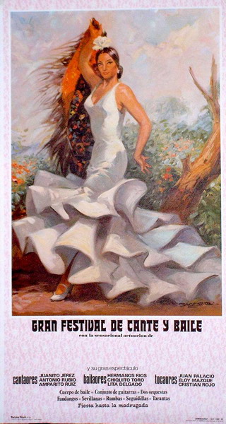 White flamenca dancer poster