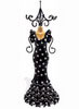 アクセサリー掛け　フラメンコドレス型(ブラック&ホワイト水玉)　サイズ：26cm 13.100€ #5057920510