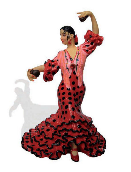 Danseuse Flamenca. Robe rouge pois noirs. Aimant