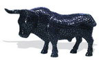 置き物 黒いモザイク リディア牛 . 20cm