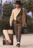 Veste Campera en Lin Beige avec Pantalon Calzone Marron élastique à Revers et à Rayures 211.570€ #50221PG25
