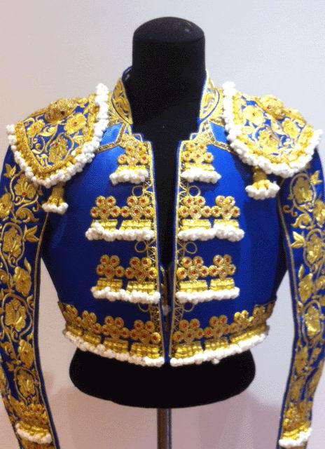 Authentic bullfighter's costume. Golden and Blue