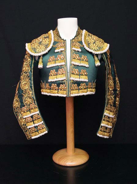 Authentic bullfighter costume. Green and Gold