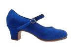 Chaussures de Flamenco Semi-Professionnelles. Modèle Mercedes en Daim Bleu Indigo. Flamencoexport