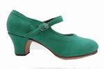 Zapatos para Baile Flamenco Semi Profesionales Modelo Mercedes en Ante Verde 40.496€ #50313MAV