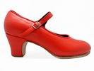 Zapatos de Flamenco Semi profesionales Modelo Mercedes en Piel Color Rojo.