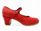 Chaussures de Flamenco Semi-Professionnelles modèle Mercedes en Daim Rouge. Flamencoexport 40.496€ #50313MAR