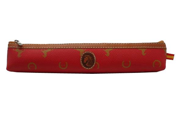 Funda Abanico Marroquineria en Rojo y Marrón con Caballos
