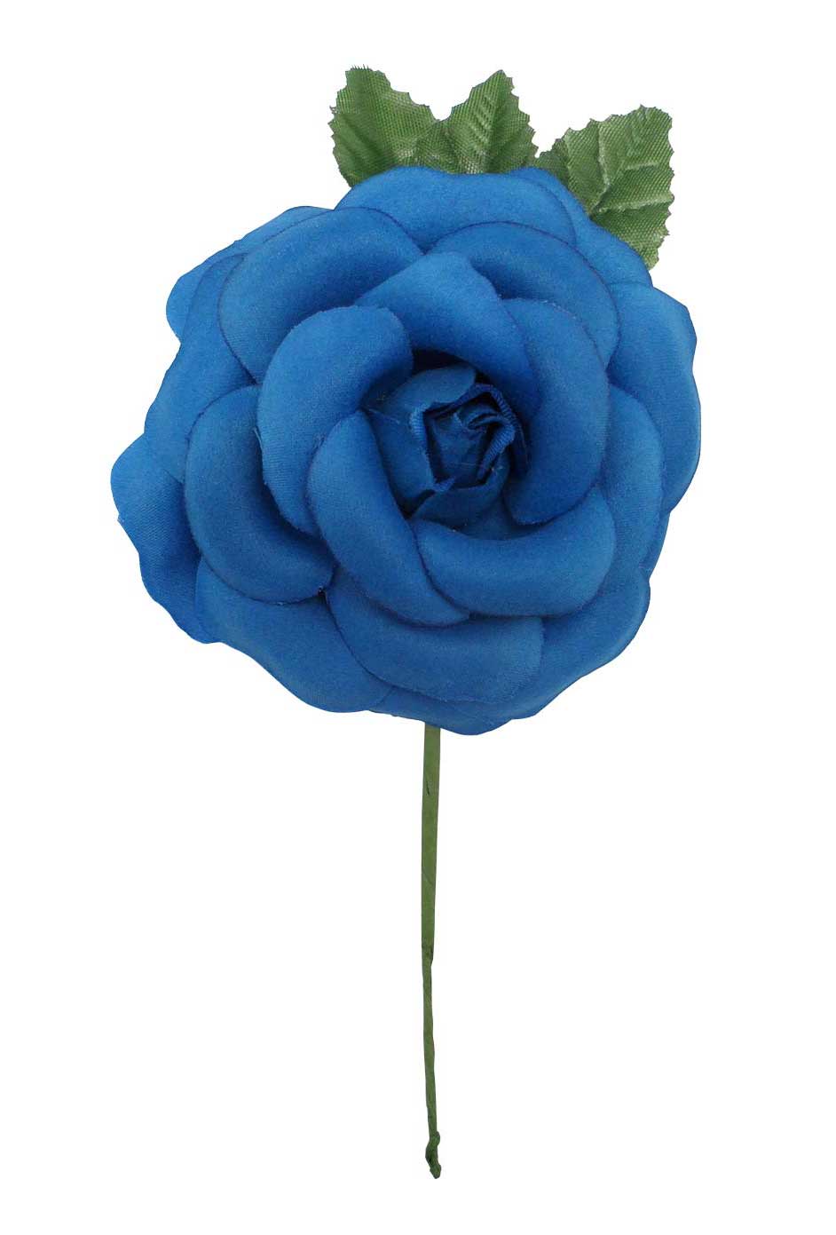 Rosa Mediana Lisa CH. Flor de Tela. 9cm. Azulon