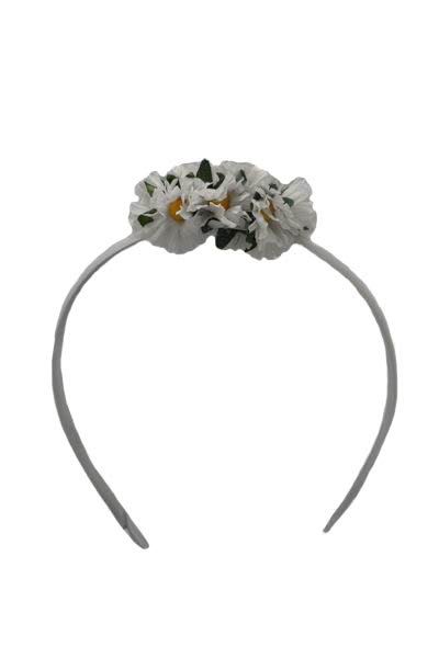 Diadema con Margarita Blanca para niñas. 6cm