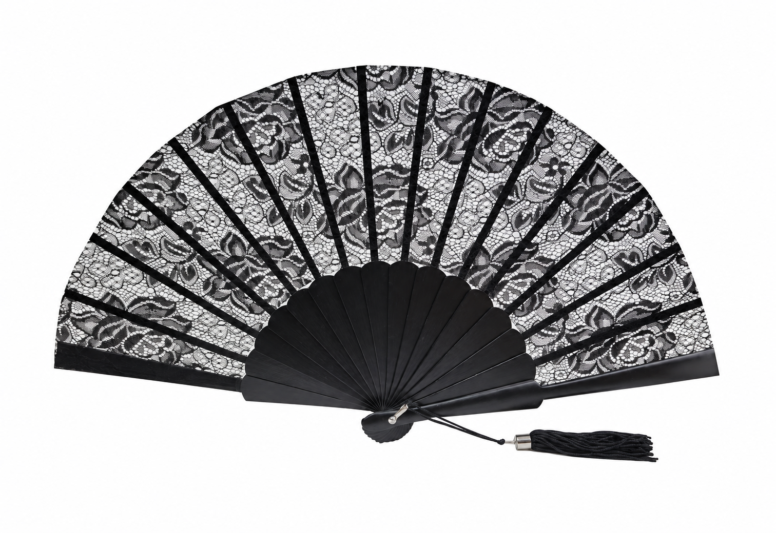 Abanico Negro de Blonda para Ceremonia. Ref. 1384N